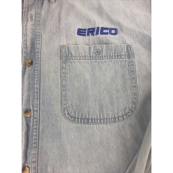 Vintage 90s Tri Mountain‎ Men's Washed Denim Shirt XL Long Sleeve Button Up Blue - Picture 5 of 16